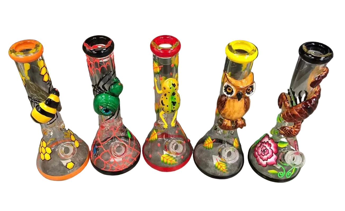 Beaker Glass Bong 3D-Wrap Owl 33cm x 1