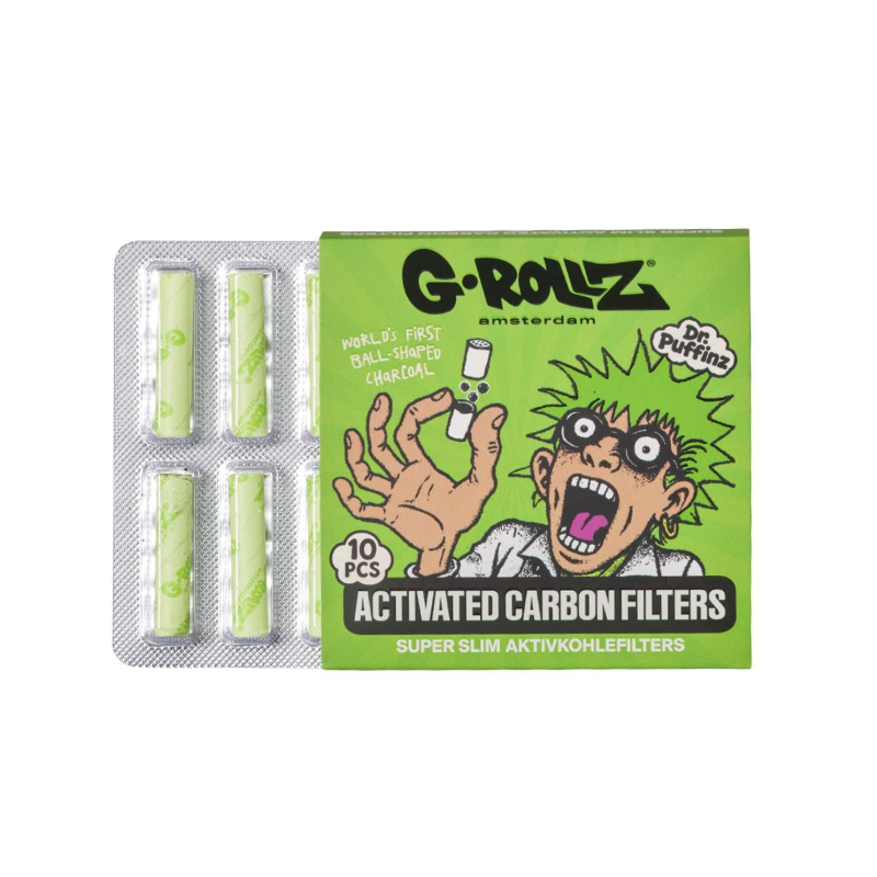 G-Rollz | Activated Carbon Filters Green - 10 Tips per Pack 6mm Super Slim (24 Packs)