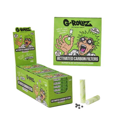 G-Rollz | Activated Carbon Filters Green - 10 Tips per Pack 6mm Super Slim (24 Packs)