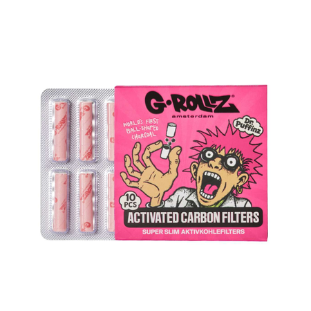 G-Rollz | Activated Carbon Filters Pink - 10 Tips per Pack Super Slim 6mm (24 Packs)
