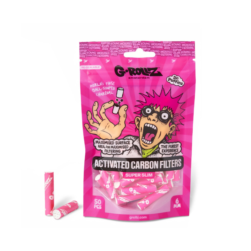 New G-Rollz | Activated Carbon Filters - Ø6mm Pink - 50 Tips per Pack 1 BAG