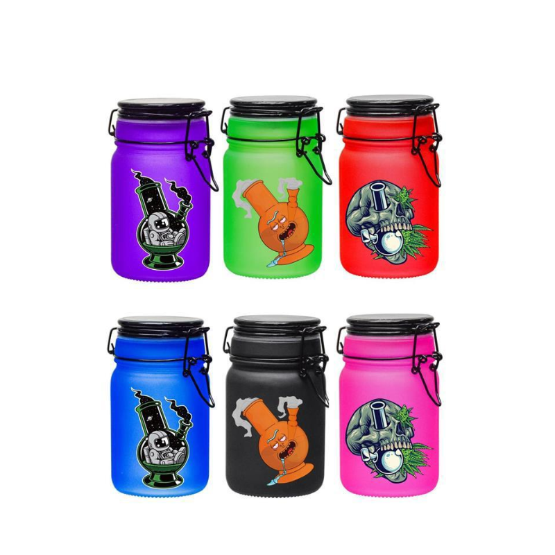 Cute Airtight Glass Jar For Herb & Medicine – Large SS-7012 6 pack