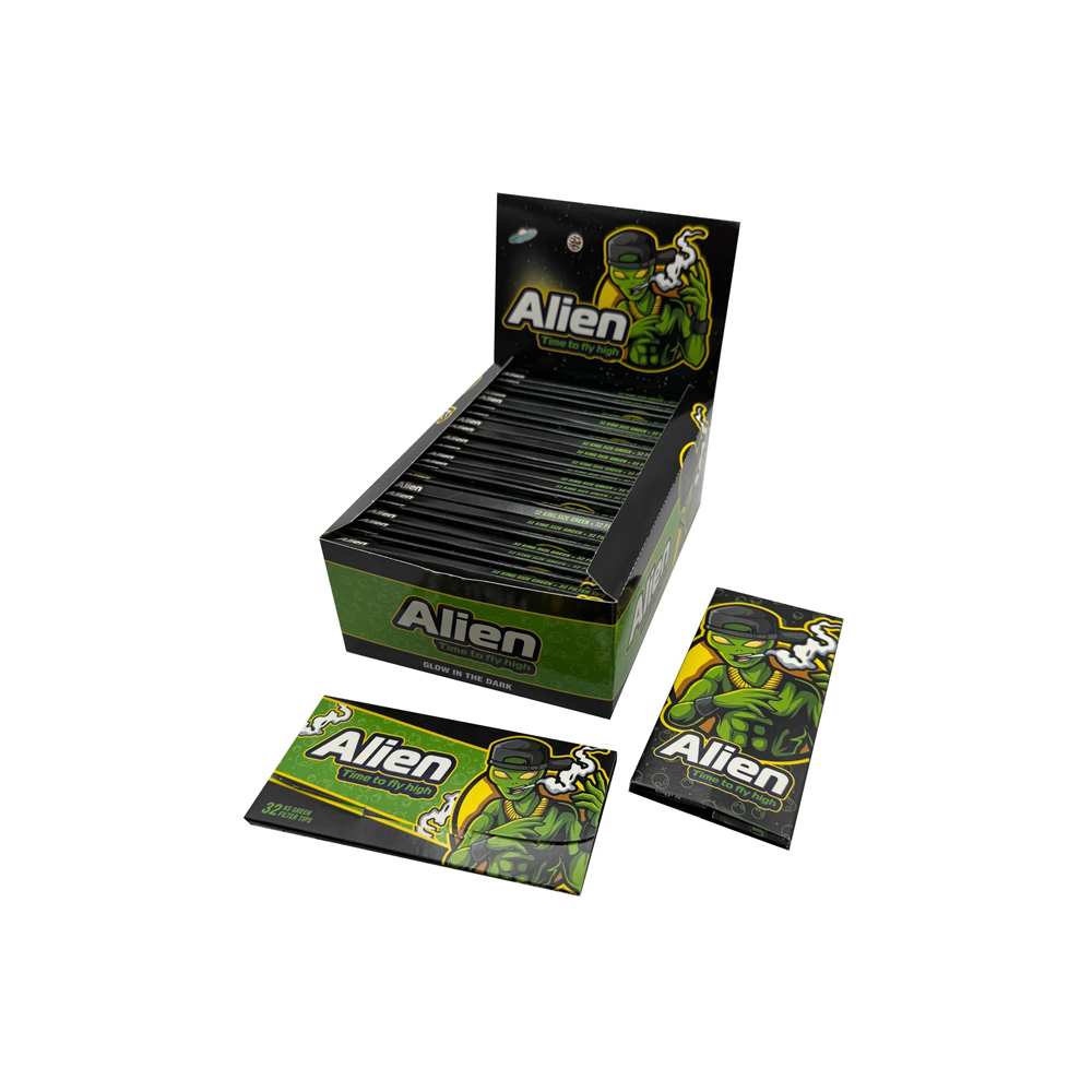Exclusive Alien Kingsize Slim + Tips Glow in the Dark 24pck