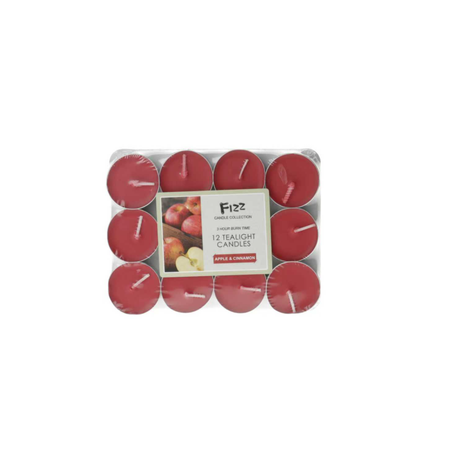 Fizz Tealight Candles Apple & Cinnamon 12 Hour Burn Time 12 candles x 1