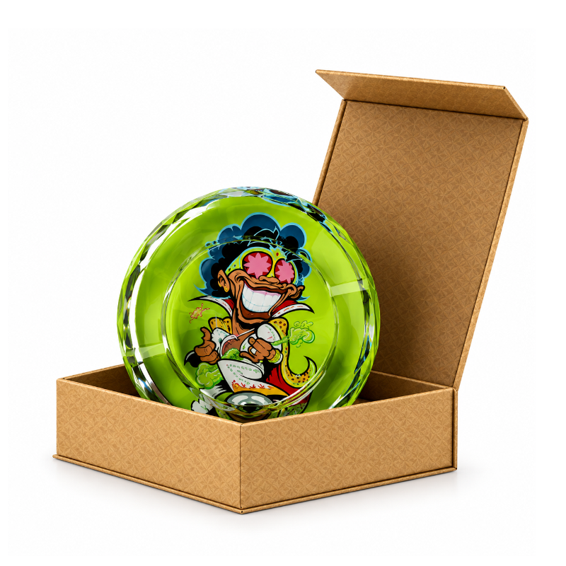 Cheeky Cartoon Character Round Ashtray Glass High Quality Heavy Ashtray in Display Box