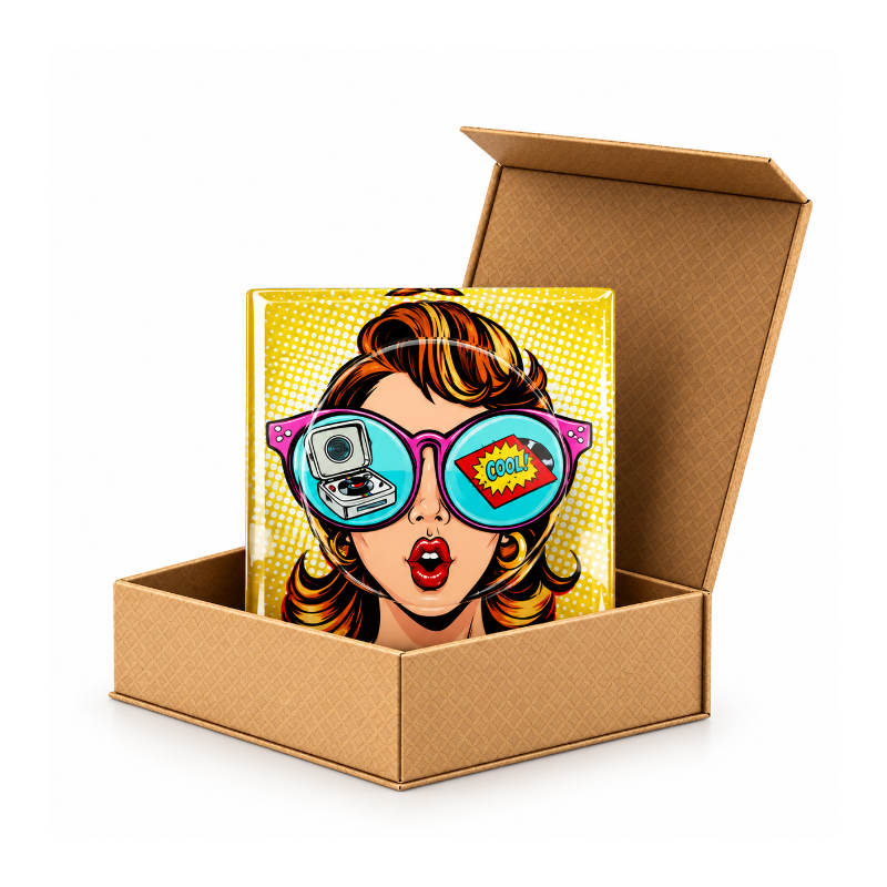 Hip-hop Boombox Glass Square Ashtray in Display box