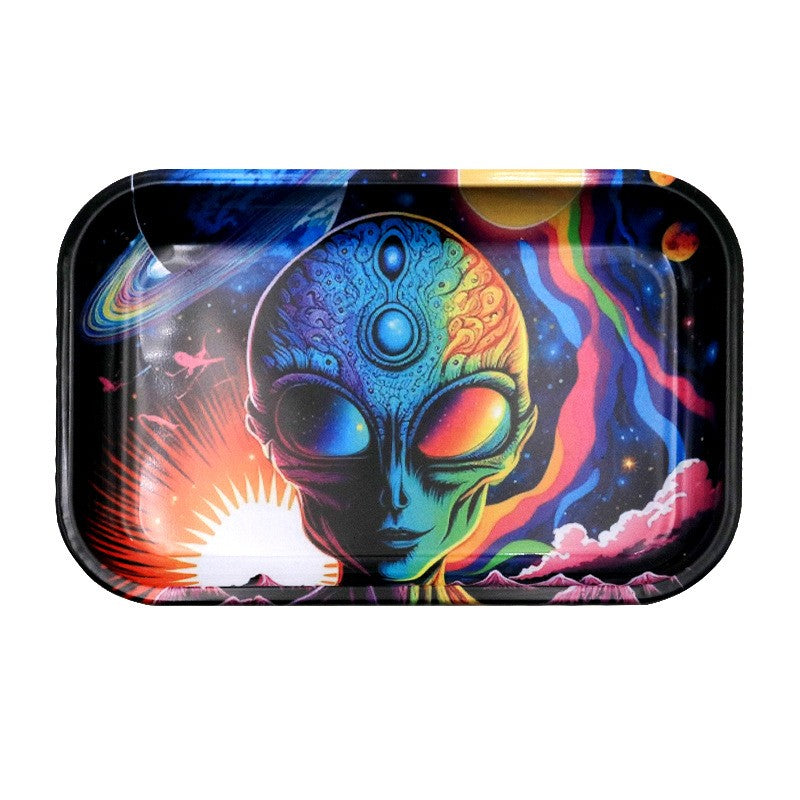 Psychedelic Alien Rolling Tray 27cm x 17cm