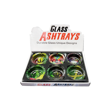 Glass Ashtrays Unique Design Assorted Leaf x 6 per tray