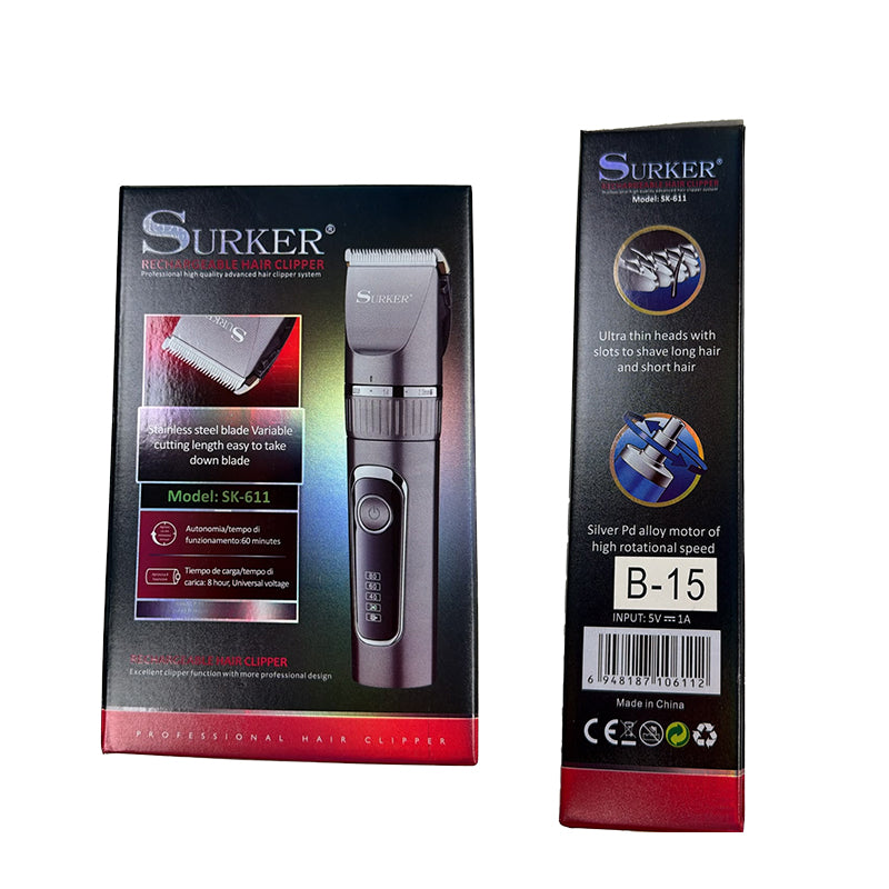 Surker SK-611 Rechargeable Professional Hair Clipper – Cordless Hair Trimmer B-15