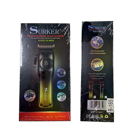 Surker SK-9850 Professional Hair Clipper – Rechargeable Cordless Trimmer with Digital Display B-165