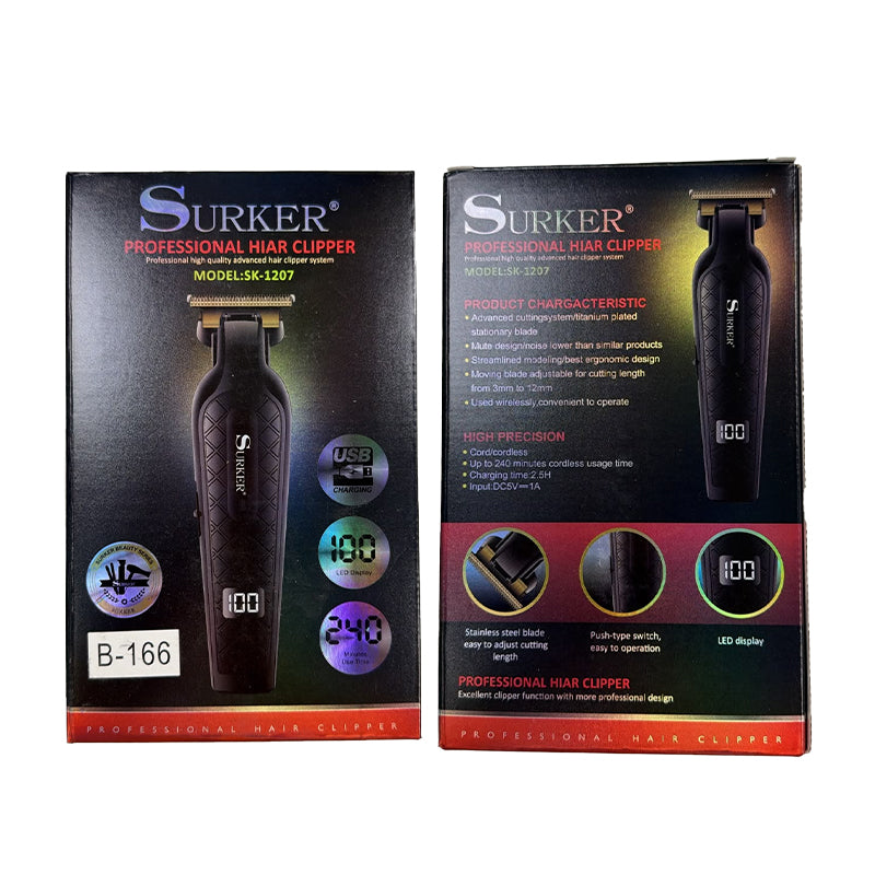 Surker Professional Hair Clipper – USB Rechargeable with LED Display SK-1207 B-166