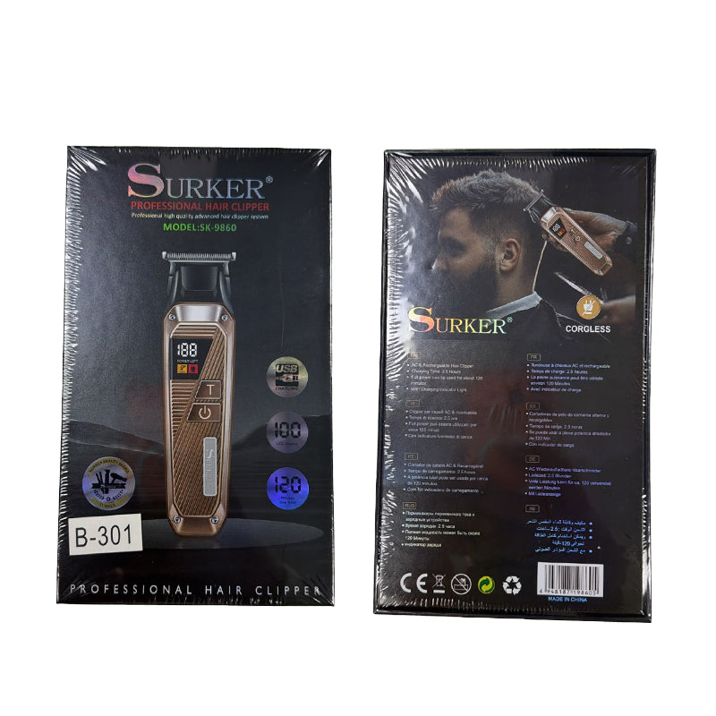 Surker SK-9860 Professional Rechargeable Hair Clipper – Cordless Trimmer B-301