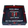 AMSTERDAM Resin Black Square Good Girls/Boys Ashtray x 1