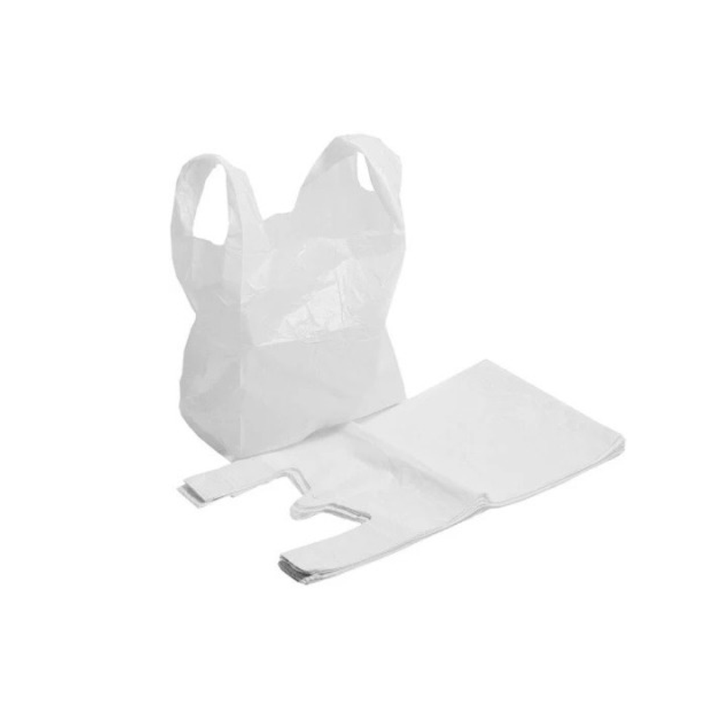 EP Euston Carrier Bags Jumbo 1000 13 x 19 x 23 White Plain HDPE Vest Carrier - Mangrove