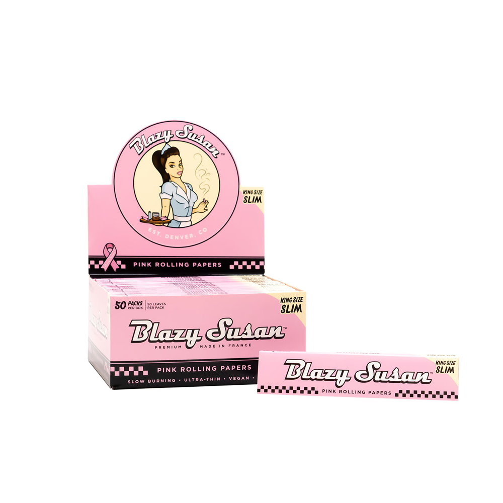 Blazy Susan Pink Rolling Papers King Size Slim Pack of 50