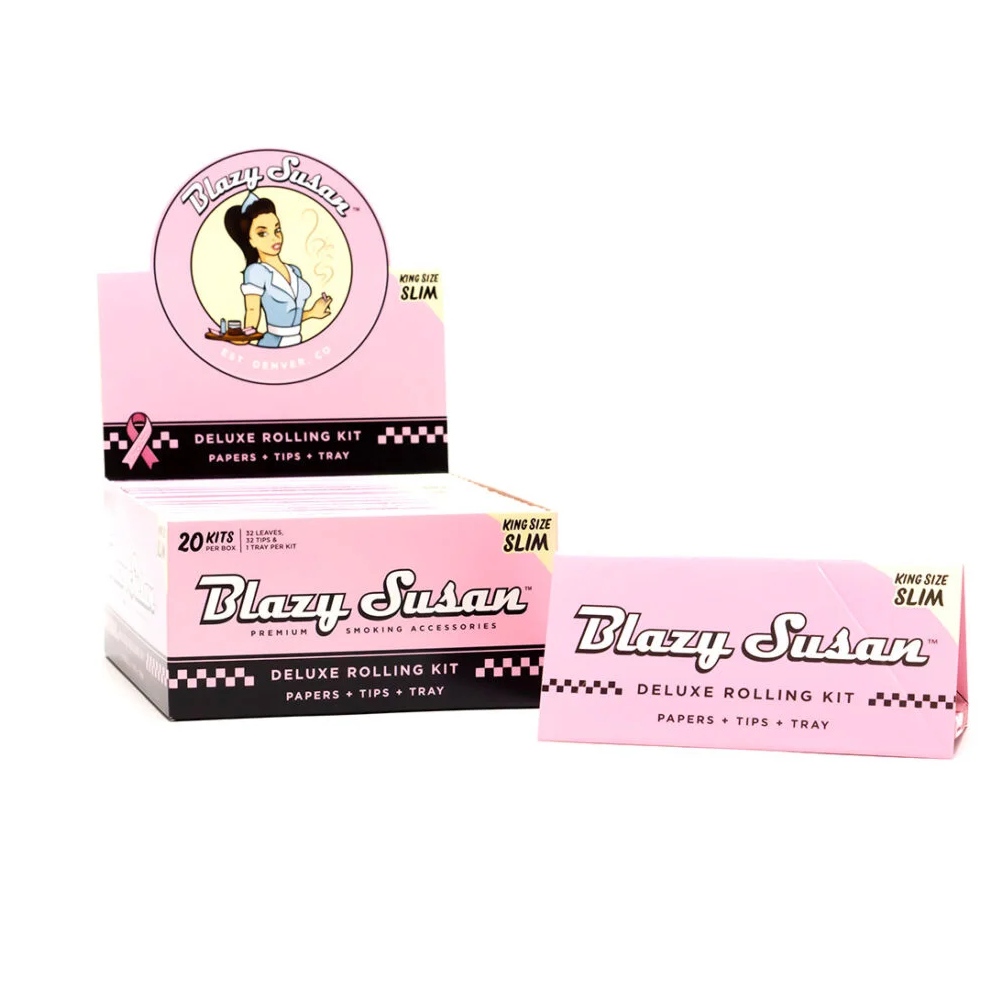 Blazy Susan Pink Rolling Papers Deluxe Rolling Kit 20 pack