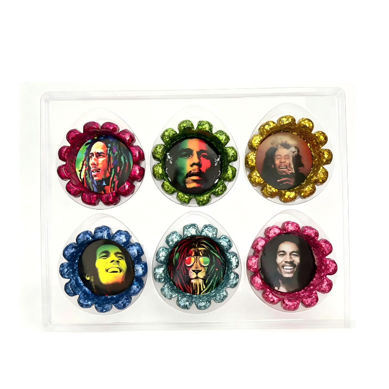 POLY STONE ASHTRAYS - BOB MARLEY MIXED COLORS 6PCS in Display box SS-1313