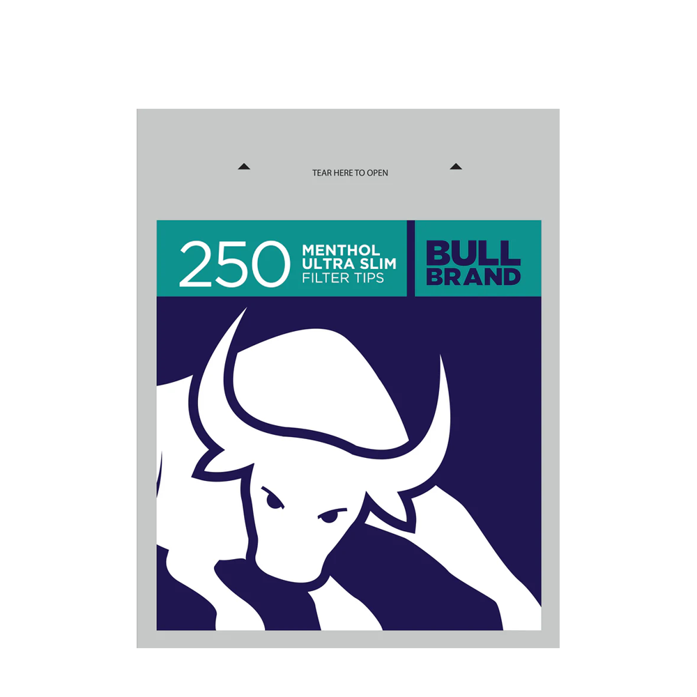 Bull Brand Menthol Ultra Slim Filter Tips Bags 250's  x 20 bags