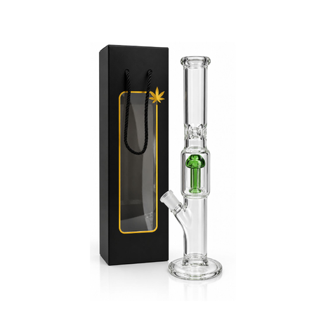 Premium Glass Water Pipe with Green Percolator & Gift Box