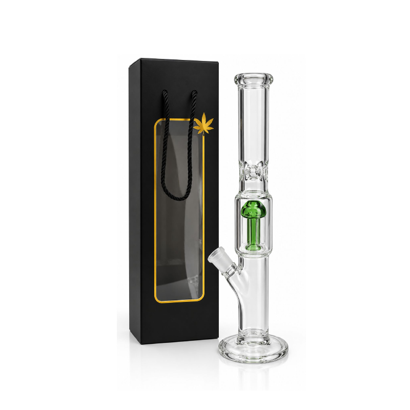 Premium Glass Water Pipe with Green Percolator & Gift Box