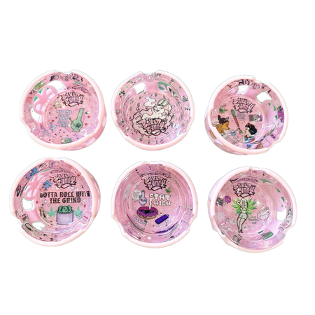 Premium Glass Ashtray Baked Bunny Round SILICONE BASE– 85mm (6 Pack)