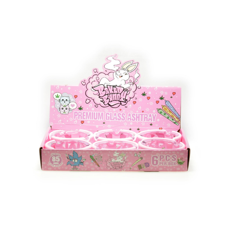 Premium Glass Ashtray Baked Bunny Round SILICONE BASE– 85mm (6 Pack)