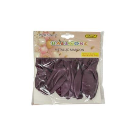 GSD-High-Quality-Helium-Balloons-Maroon12"-Mettalic-x-12-Pack