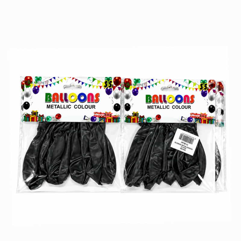 Balloons Metallic Black 12 pack x 12 Bags