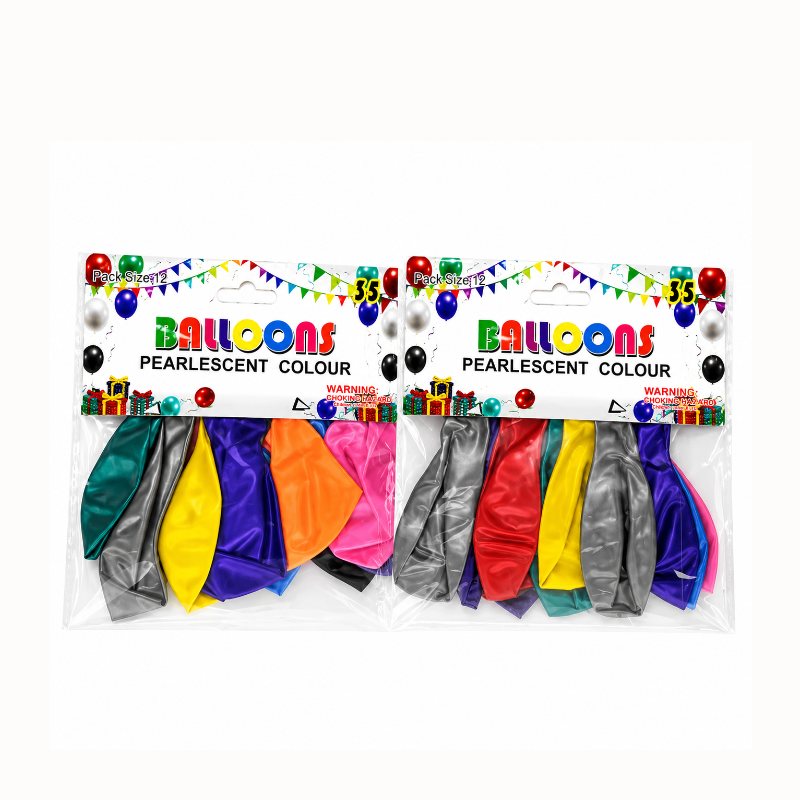 Balloons Pearlescent Assorted Colours 12 pack  x 12 Bags