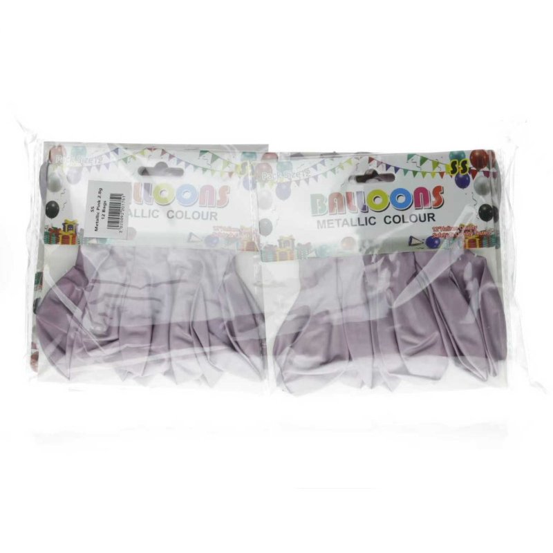 Balloons Metallic Pink 12 pack x 12 Bags