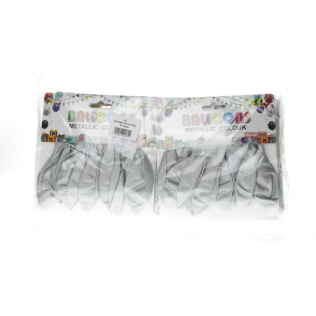 Balloons Metallic Silver 12 pack x 12 Bags
