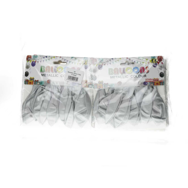 Balloons Metallic Silver 12 pack x 12 Bags