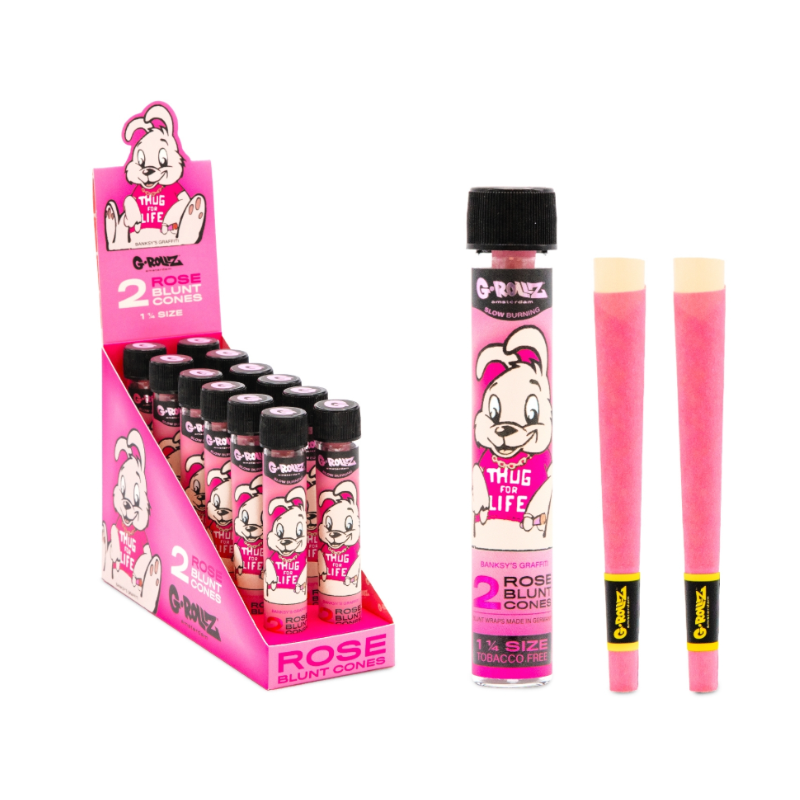 G-Rollz | Banksy's Graffiti - 1¼ Size 2x Pre-rolled Rose Cones (12 Pack Display, 24 Cones)