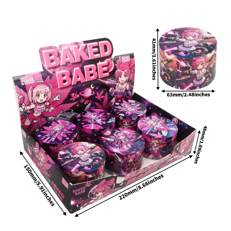 Baked Baby 63mm 4-Part Grinder – 12 Piece Display Box SS-2100