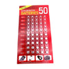 50 Assorted Mixed Alkaline Button Cell Batteries 377 AG1 AG3 AG4 AG10 AG12 AG13