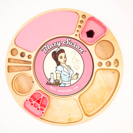 Blazy Susan Spinning Rolling Tray Birch + inserts (colours may vary)
