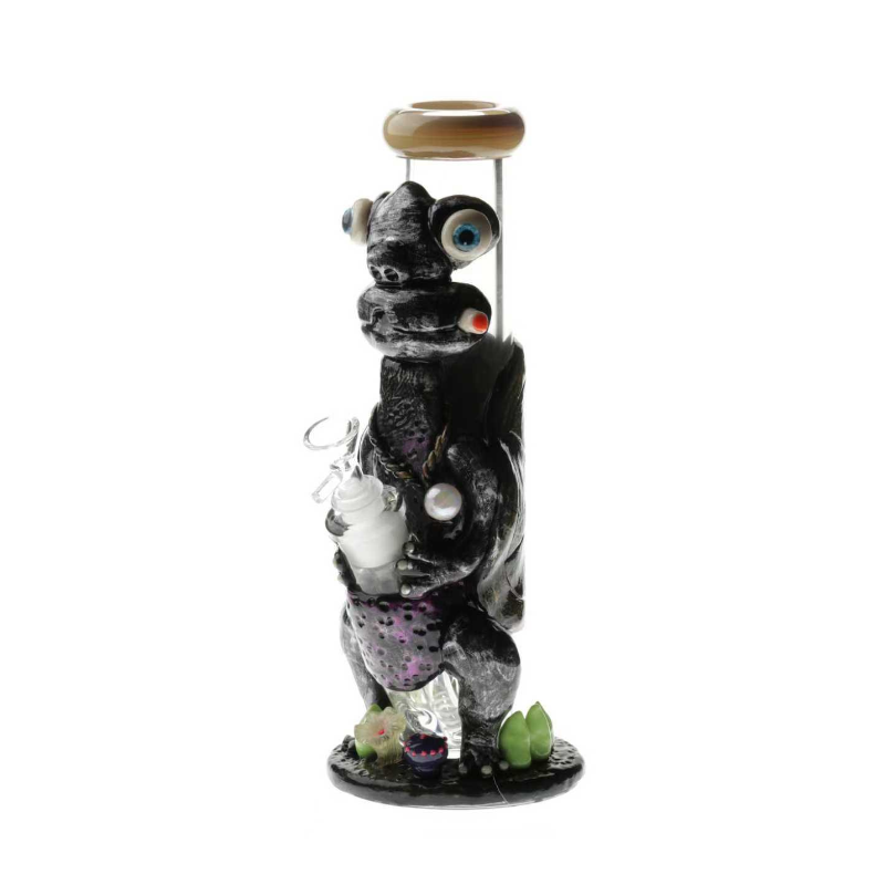 Glow in the Dark Glass Bong Black Frog – 33cm