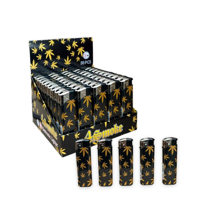 4Smoke Electronic lighter Black & Gold Leaf L129 50pcs