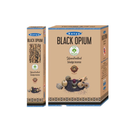 Satya Black Opium Handrolled Smudge Incense Sticks, 9 Sticks x 12 Boxes