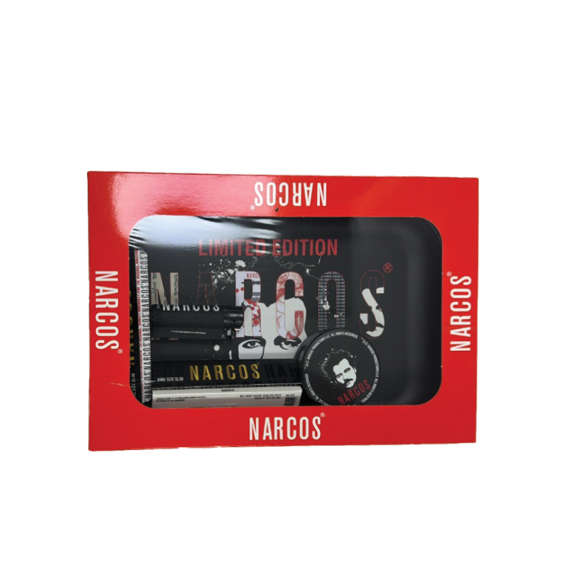 NARCOS ROLLING TRAY BLACK EDITION GiftBox Medium 19cm x 29cm Lighter / Grinder/ Kingsize Paper
