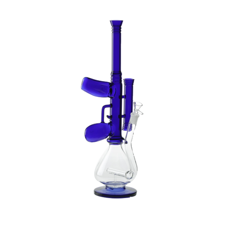 Glass Rifle – Guns of Glory 18.5" - Inline Perc Bong Deep Blue Water Pipe boxed