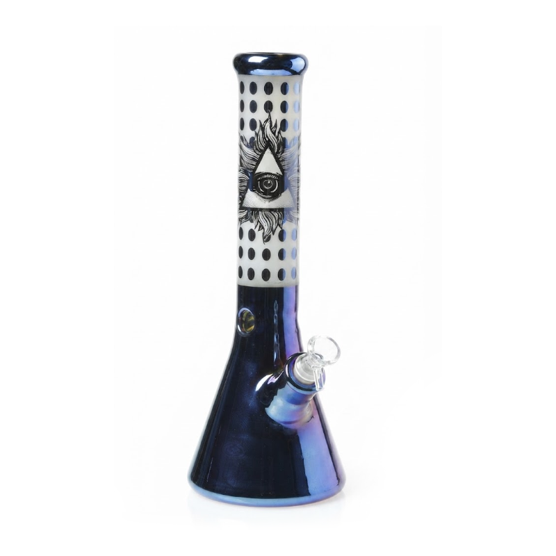 Beaker Blue Stunning Iridescent  Metallic Finish Glass Bong 35cm SS-7306