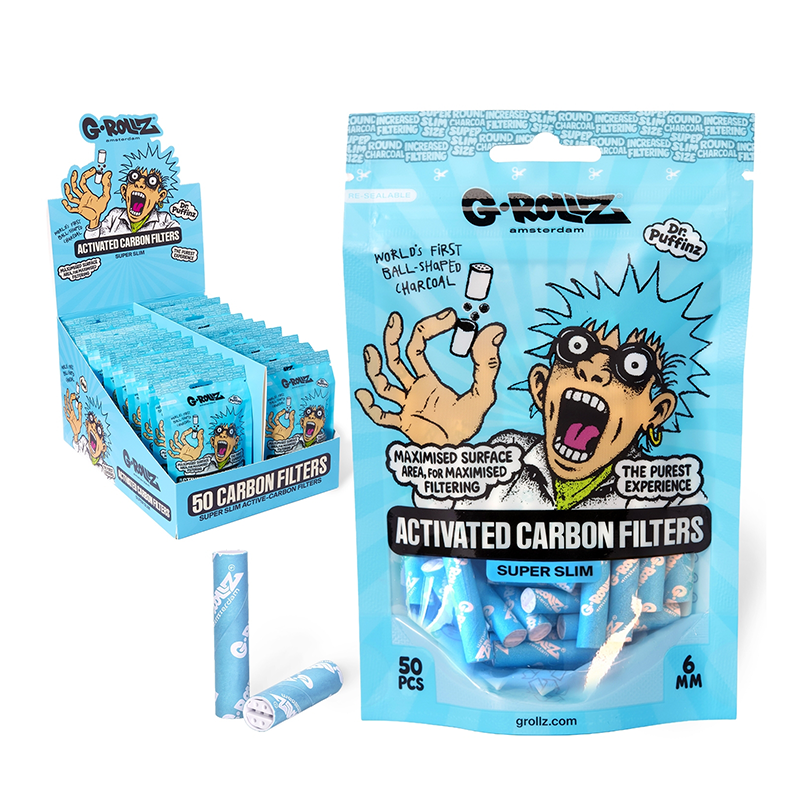 G-Rollz | Activated Carbon Filters - Ø6mm Blue - 50 Filter Tips
