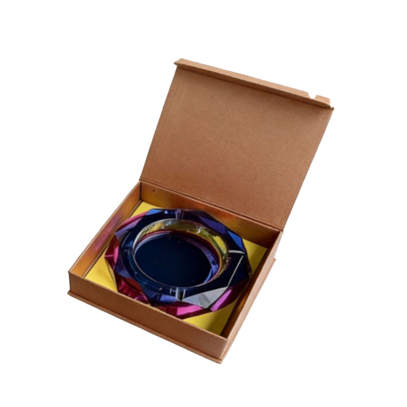 Rainbow Color High Quality Heavy Glass 02 Round Ashtray - in display box SS-3313
