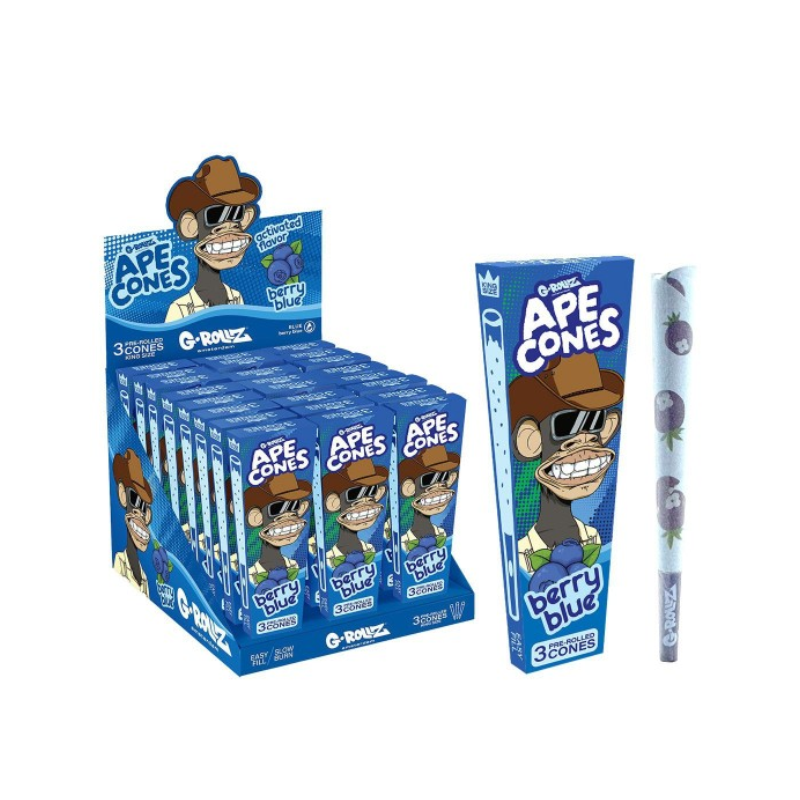 G-Rollz Pre-Rolled Ape Cones Berry Blue 3 Pack x 24