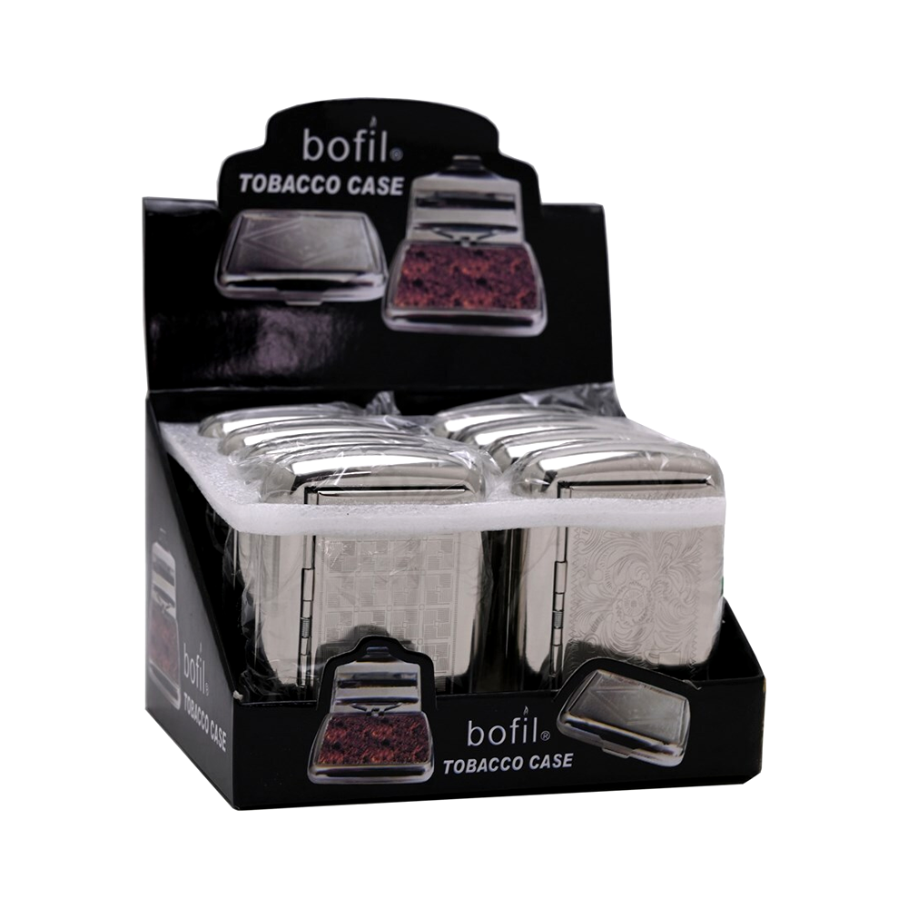 Bofil Silver Metal 1oz Chrome Tobacco Box x 8