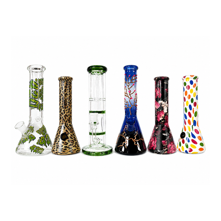 Exclusive Deal – 10 × Assorted Glass Bongs Boxed | 10–20/25cm Random Designs | £50 Box Clearance