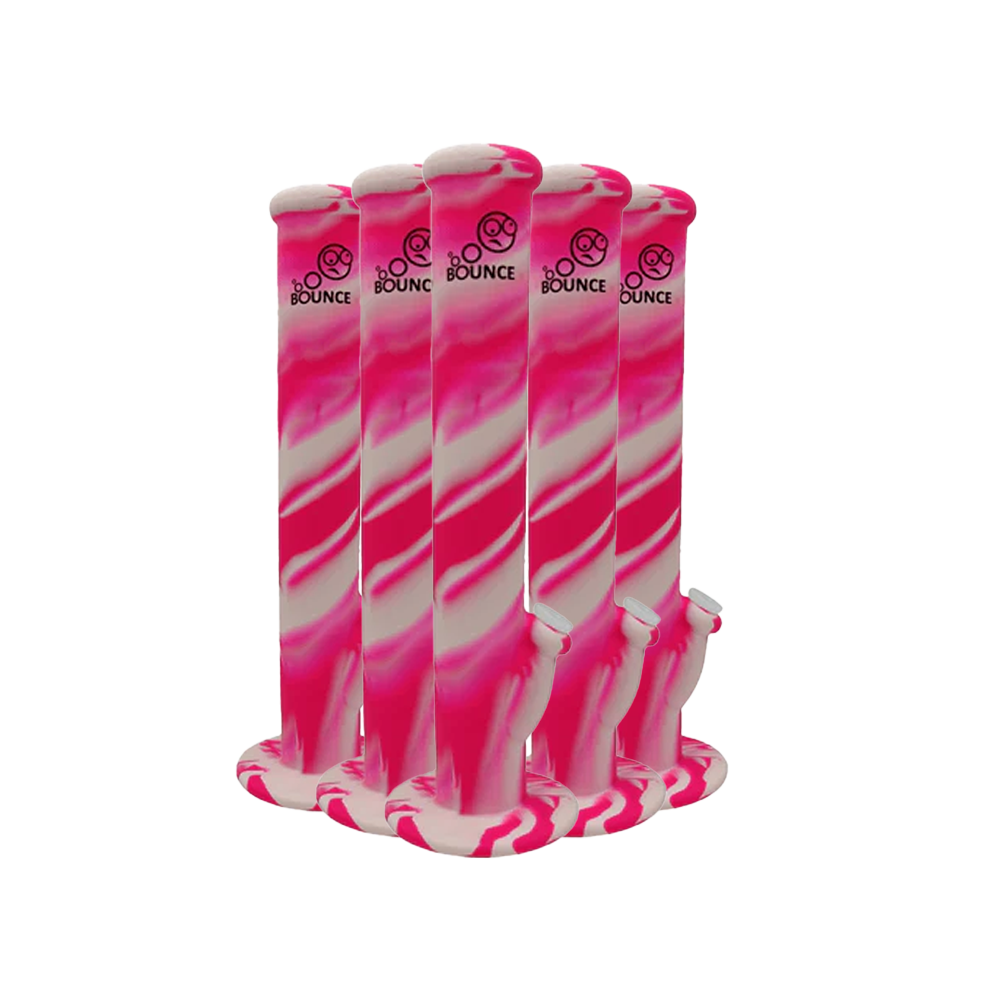 Bounce Classic Silicone Bong Water Pipe 35cm x 1 Pink / White