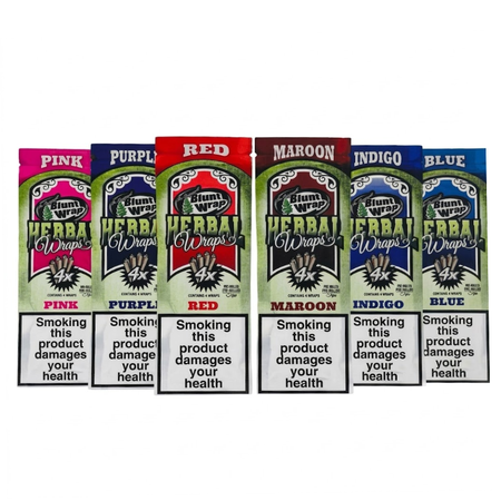 Blunt Wrap Herbal Flavour - BLUE- 15 pouches + 4 pre rolled tips