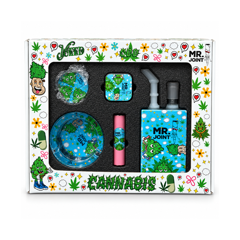 Mr. Joint Glass Water Pipe & Accessories Gift Set – Blue